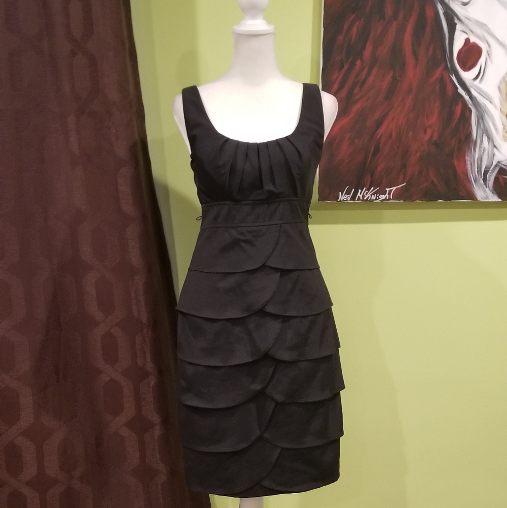 Black Cocktail Dress With Scallop Detail